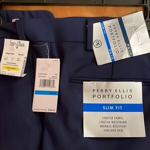 Perry Ellis Portfolio Slim Fit Bright Blue Trousers/ pants . New w tags. 36x 32